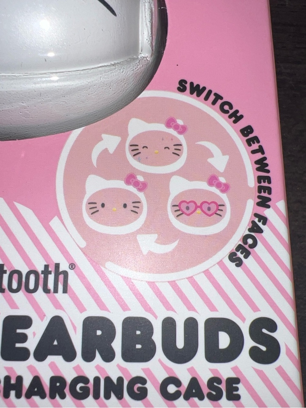 NEW Hello Kitty Bluetooth Wireless Earbuds w/Built-In Mic & 3-Face Charging Case - Picture 3 of 3